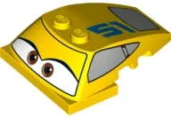 Wedge 5 x 4 x 1 1/3 with 2 x 4 Base with Brown Eyes, Windows and Dark Blue '51' Pattern