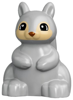 Duplo Squirrel with Tan Face, Black and White Eyes, and Dark Brown Nose Pattern