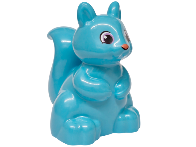 Duplo Squirrel with Black and Medium Lavender Eyes, and Coral Nose Pattern