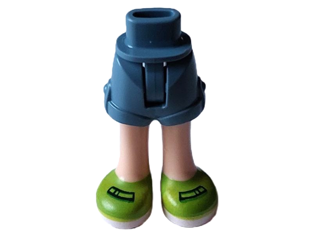 Mini Doll Hips and Shorts Folded Hem with Molded Light Nougat Legs and Printed Lime Shoes with Black Buckles and White Soles Pattern - Thin Hinge