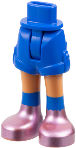 Mini Doll Hips and Shorts Folded Hem with Molded Nougat Legs and Printed Metallic Pink Shoes with Blue Socks Pattern - Thin Hinge
