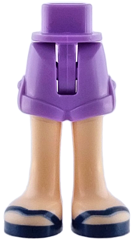 Mini Doll Hips and Shorts Folded Hem with Molded Light Nougat Legs and Printed Dark Blue Sandals Pattern - Thin Hinge