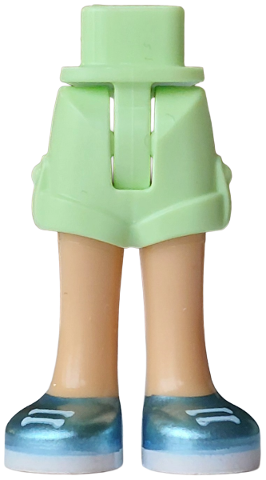 Mini Doll Hips and Shorts Folded Hem with Molded Medium Tan Legs and Printed Metallic Light Blue Shoes with White Laces and Soles Pattern - Thin Hinge