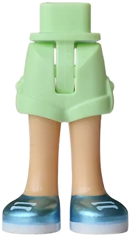 Mini Doll Hips and Shorts Folded Hem with Molded Medium Tan Legs and Printed Metallic Light Blue Shoes with White Laces and Soles Pattern - Thin Hinge