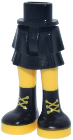 Mini Doll Hips and Skirt Layered with Molded Yellow Legs and Printed Black Boots with Laces Pattern - Thin Hinge