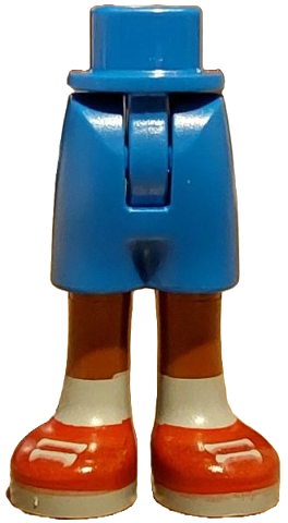 Mini Doll Hips and Shorts with Molded Reddish Brown Legs and Printed Red Shoes with Light Bluish Gray Laces, Soles and Socks Pattern - Thin Hinge