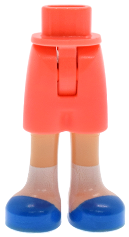 Mini Doll Hips and Shorts with Molded Medium Tan Legs and Printed Blue Slippers and White Socks Pattern - Thin Hinge