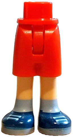 Mini Doll Hips and Shorts with Molded Medium Tan Legs and Printed Dark Blue Shoes with Light Bluish Gray Laces, Soles and Socks Pattern - Thin Hinge