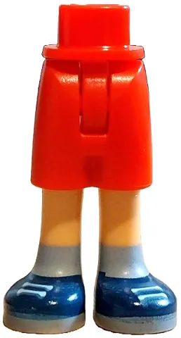Mini Doll Hips and Shorts with Molded Medium Tan Legs and Printed Dark Blue Shoes with Light Bluish Gray Laces, Soles and Socks Pattern - Thin Hinge