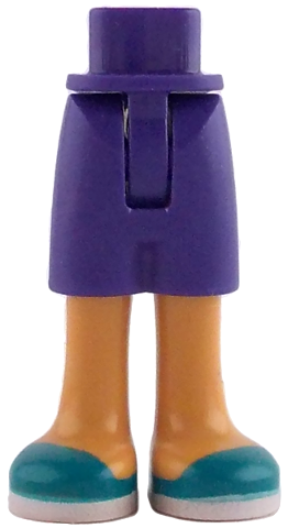 Mini Doll Hips and Shorts with Molded Nougat Legs and Printed Dark Turquoise Shoes with White Soles Pattern - Thin Hinge