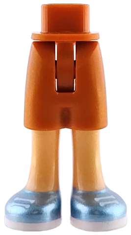 Mini Doll Hips and Shorts with Molded Medium Tan Legs and Printed Metallic Light Blue Shoes with White Laces and Soles Pattern - Thin Hinge