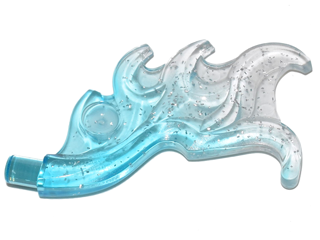 Wave Rounded Curved Wing with Bar End (Flame) with Marbled Glitter Trans-Clear Pattern