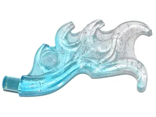 Wave Rounded Curved Wing with Bar End (Flame) with Marbled Glitter Trans-Clear Pattern