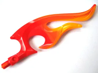 Wave Rounded Curved Double with Axle End (Flame) with Marbled Bright Light Orange Pattern