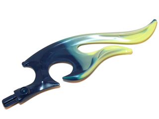 Wave Rounded Curved Double with Axle End (Flame) with Marbled Yellowish Green Pattern