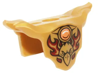 Minifigure Armor Breastplate with Shoulder Pads with Raven Head, Dark Red Flames, and Orange Round Jewel (Fire Chi) Pattern