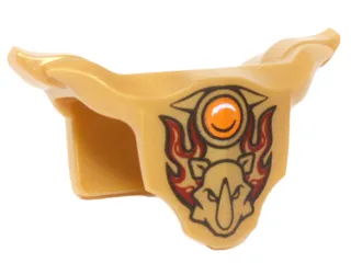 Minifigure Armor Breastplate with Shoulder Pads with Rhinoceros Head, Dark Red Flames, and Orange Round Jewel (Fire Chi) Pattern