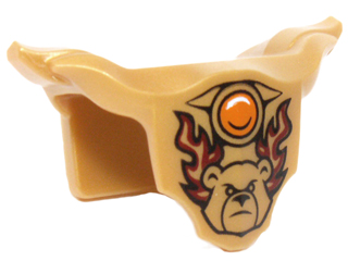 Minifigure Armor Breastplate with Shoulder Pads with Bear Head, Dark Red Flames, and Orange Round Jewel (Fire Chi) Pattern