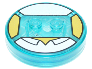 Dimensions Toy Tag 4 x 4 x 2/3 with 2 Studs and Trans-Light Blue Bottom with White Collar Shirt and Yellow Neck Pattern (Homer)