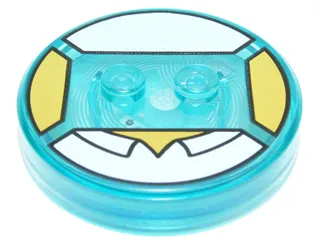 Dimensions Toy Tag 4 x 4 x 2/3 with 2 Studs and Trans-Light Blue Bottom with White Collar Shirt and Yellow Neck Pattern (Homer)