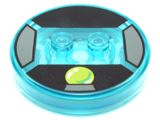 Dimensions Toy Tag 4 x 4 x 2/3 with 2 Studs and Trans-Light Blue Bottom with Lime Crystal Ball on Black Background Pattern (Wicked Witch)