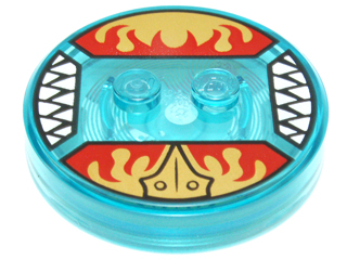 Dimensions Toy Tag 4 x 4 x 2/3 with 2 Studs and Trans-Light Blue Bottom with Legends of Chima Eagle Beak and Red Flames on Gold Background Pattern (Eris)