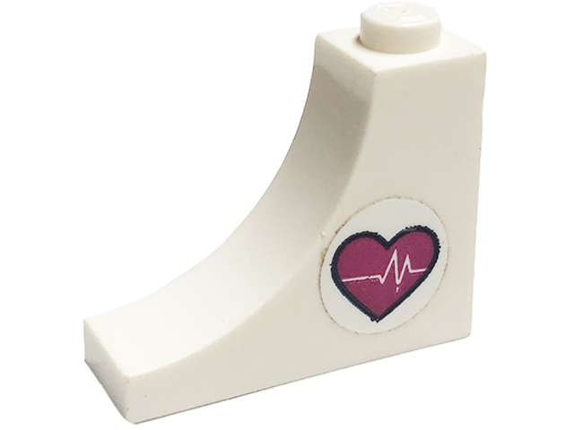 Arch 1 x 3 x 2 Inverted with Magenta Heart and Heart Beat Pattern Model Left Side (Sticker) - Set 41318