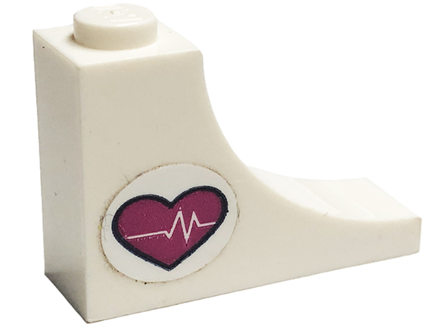 Arch 1 x 3 x 2 Inverted with Magenta Heart and Heart Beat Pattern Model Right Side (Sticker) - Set 41318