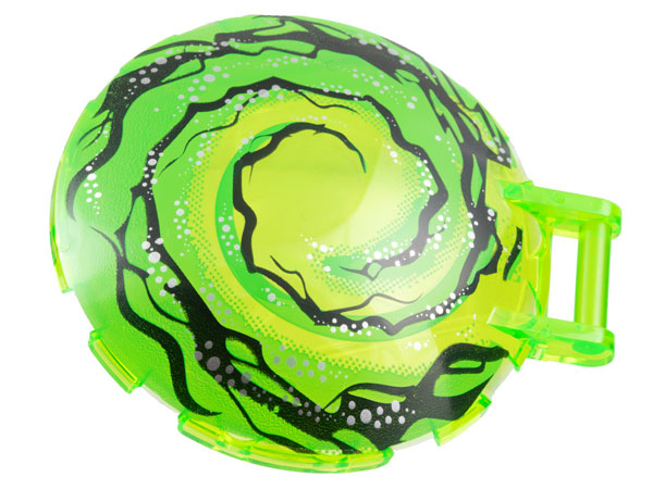 Dish 6 x 6 Inverted with Bar Handle with Black and Bright Green Swirl Pattern