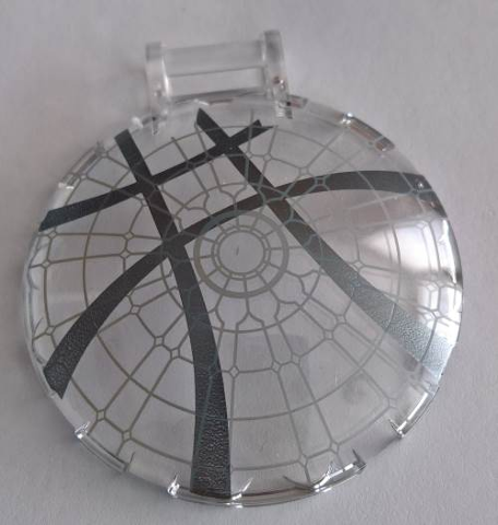 Dish 6 x 6 Inverted with Bar Handle with Sanctum Sanctorum Window with Seal of the Vishanti Dark Bluish Gray Circle with Curved Stripes Pattern