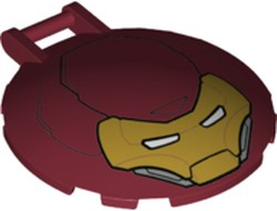 Dish 6 x 6 Inverted with Bar Handle with Gold Iron Man Mask with White Eye Slits Pattern