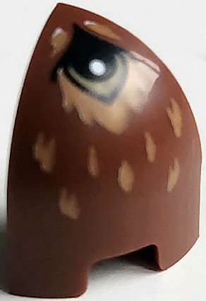 Slope, Curved 1 x 1 x 1 1/3 Corner Round with Black and Dark Tan Wolf Eye and Medium Nougat Fur Pattern