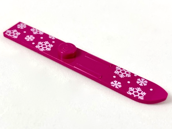 Minifigure, Utensil Ski 6L (48mm Long) with White Snowflakes and Dots Pattern