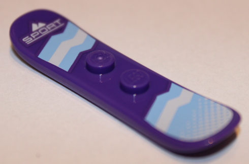 Minifigure, Utensil Snowboard Small with Bright Light Blue and White Stripes and 'SPORT' Pattern (BAM)