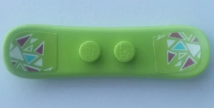 Minifigure, Utensil Snowboard Small with Magenta, Medium Azure and White Triangles on Lime Background Pattern (Stickers) - Set 41324