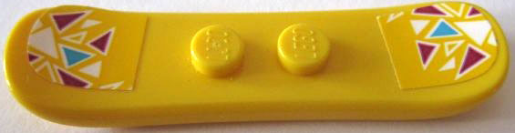 Minifigure, Utensil Snowboard Small with Magenta, Medium Azure and White Triangles on Yellow Background Pattern (Stickers) - Set 41324