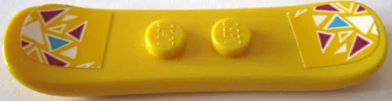 Minifigure, Utensil Snowboard Small with Magenta, Medium Azure and White Triangles on Yellow Background Pattern (Stickers) - Set 41324