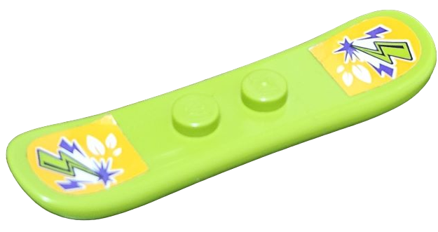 Minifigure, Utensil Snowboard Small with Dark Purple and Lime Lightning Bolts and White Leaves on Bright Light Orange Background Pattern (Stickers) - Set 41363