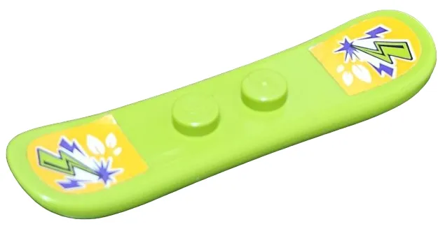 Minifigure, Utensil Snowboard Small with Dark Purple and Lime Lightning Bolts and White Leaves on Bright Light Orange Background Pattern (Stickers) - Set 41363
