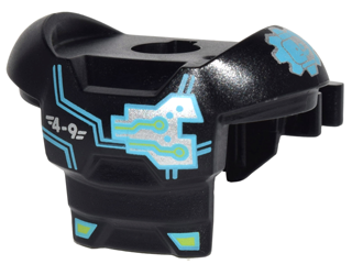 Minifigure Armor Space with Shoulder Protection and 2 Clips with Dark Azure Cyborg Head, '4-9' and Silver Circuitry Pattern