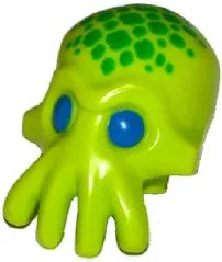 Minifigure, Head, Modified Alien with 4 Mouth Tentacles with Blue Eyes and Green Spots Pattern