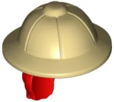 Minifigure, Hair Combo, Hat with Hair, Pith Helmet and Red Hair in Ponytail Pattern