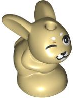 Bunny / Rabbit, Friends Style, Baby, Sitting with Black Eyes, Nose and Whiskers, White Muzzle, Medium Nougat Wrinkle, Winking Right Pattern