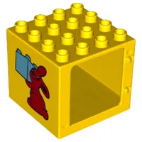 Duplo Door / Window Frame 4 x 4 x 3 Thin Top with Bunny / Rabbit Holding Brick Pattern
