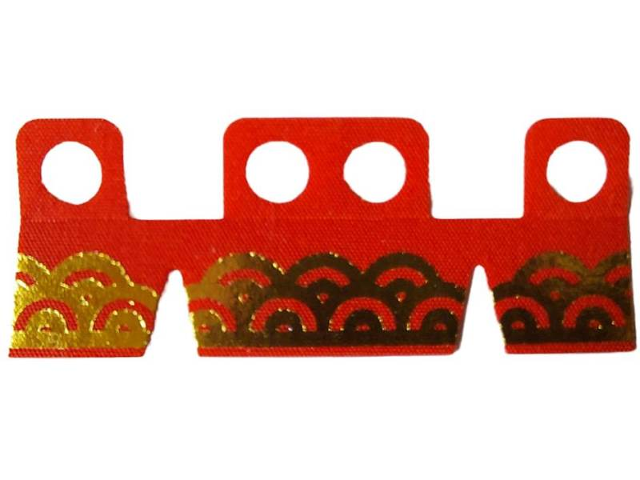 Minifigure Skirt Cloth with 4 Holes, Length 10mm with Gold Lace Pattern