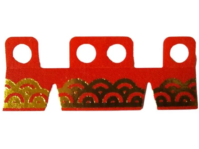 Minifigure Skirt Cloth with 4 Holes, Length 10mm with Gold Lace Pattern