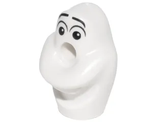 Minifigure, Head, Modified Olaf with Black Relaxed Eyebrows and Small Eyes Looking Left Pattern