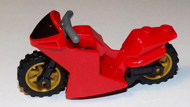 Motorcycle Sport Bike with Black Windshield Pattern, Black Frame, Pearl Gold Wheels and Dark Bluish Gray Handlebars