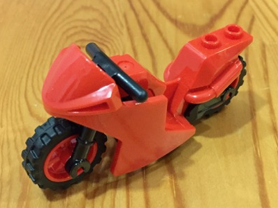 Motorcycle Sport Bike with Black Frame, Red Wheels and Black Handlebars