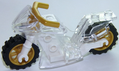 Motorcycle Sport Bike with White Frame, Pearl Gold Wheels and Angular Handlebars